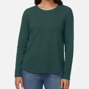Kirkland Womens S Signature Teal Long Sleeve Crew Neck Shirt 100% Cotton